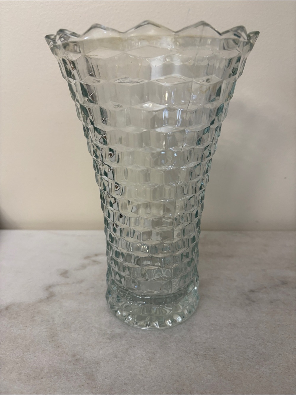 Clear Textured Glass Decorative Vase